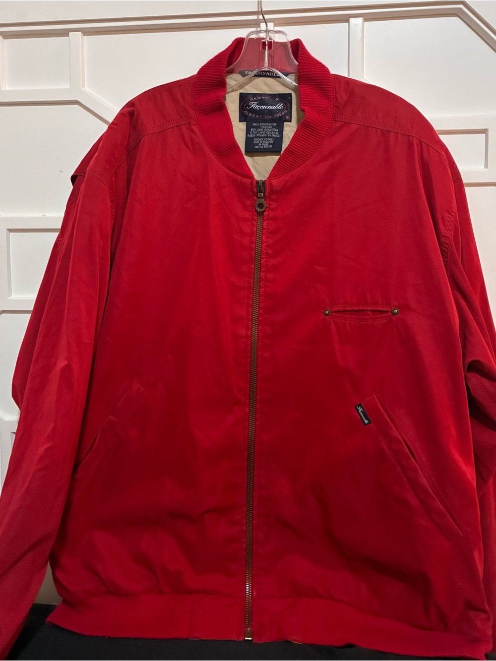 Faconnable Red Bomber Jacket with Zip Front